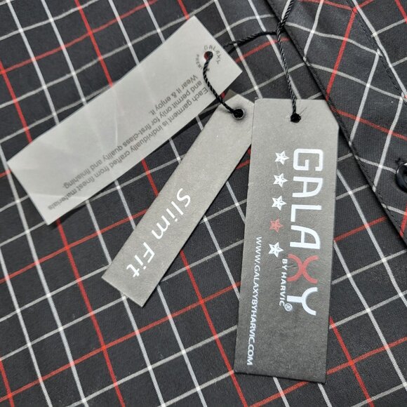 Galaxy by Harvic Shirt Button Up Mens Large Slim Fit Long Sleeve Check - Picture 4 of 16